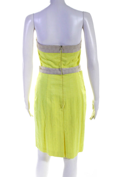 Milly Womens Cotton Colorblock Print Strapless Empire Waist Dress Yellow Size 0