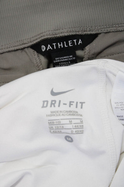Nike Athleta Womens Tennis Skort Flared Hem Pants White Gray Size M Lot 2
