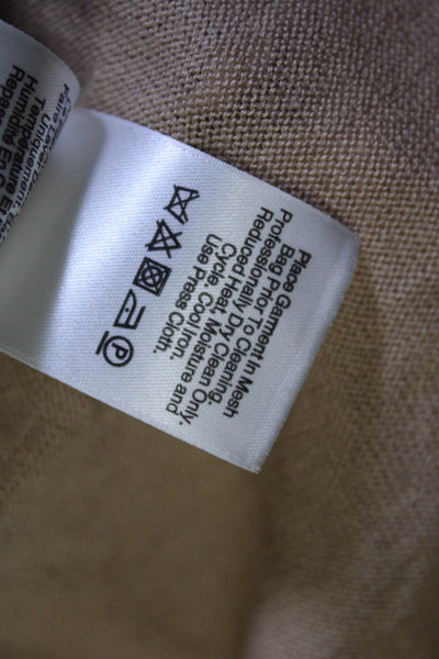 DKNY Womens Silk Asymmetrical Hem Open Front Long Sleeve Cardigan Tan Size PS