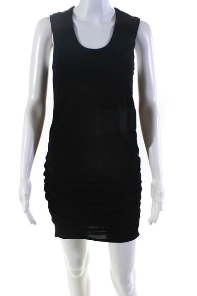 Y Yigal Women's Sleeveless Crew Neck Ruched Mini Dress Black Size 2