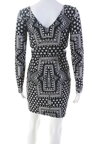Mara Hoffman Womens Black Printed Cut Out Waist Long Sleeve Sweater Dress Size S