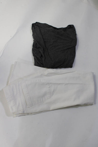 J Crew Donna Karan Womens Jeans Blouse White Gray Size 27 Medium Lot 2