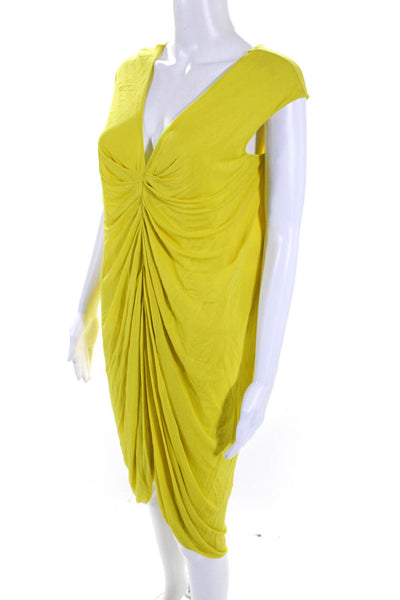 Alexander McQueen Womens V Neck Ruched Maxi Dress Yellow Size EUR 42