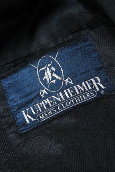 Kuppenheimer Mens Striped Collared Buttoned Long Sleeve Blazer Navy Size M