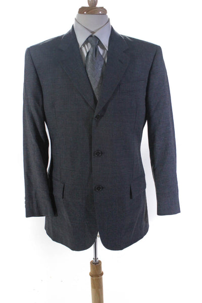Donna Karan Signature Mens Gray Wool Three Button Long Sleeve Blazer Size 40