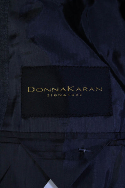 Donna Karan Signature Mens Gray Wool Three Button Long Sleeve Blazer Size 40