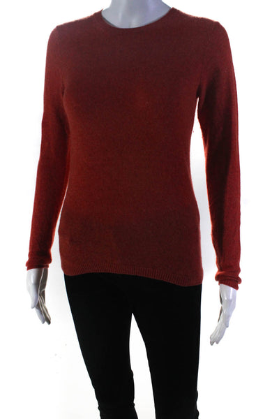 Tahari Womens Orange Cashmere Crew Neck Long Sleeve Sweater Top Size XS