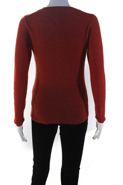 Tahari Womens Orange Cashmere Crew Neck Long Sleeve Sweater Top Size XS