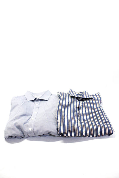 Peter Millar Charles Tyrwhitt Mens Blue Striped Dress Shirt Tops Size M 18 Lot 2