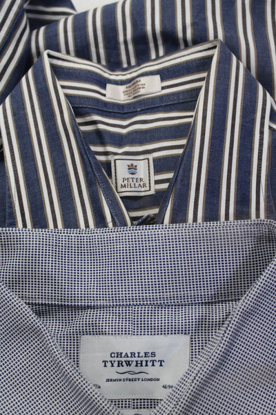 Peter Millar Charles Tyrwhitt Mens Blue Striped Dress Shirt Tops Size M 18 Lot 2