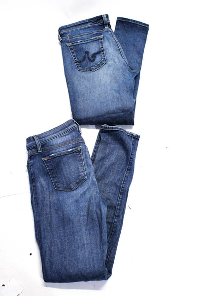 J Brand Women's Distressed Medium Wash Skinny Jean Pants Blue Size 27, 30R Lot 2