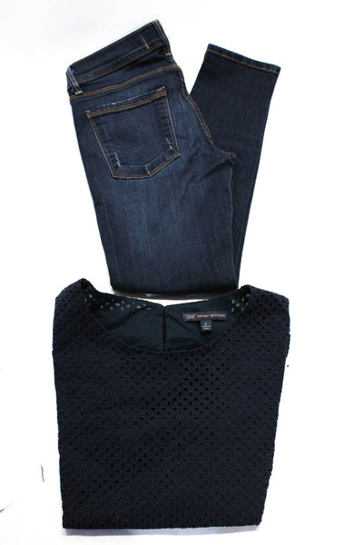 Brooks Brothers Women's Short Sleeve Blouse Skinny Jeans Blue Size 6, 27 Lot 2
