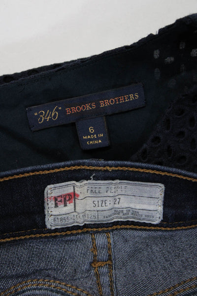 Brooks Brothers Women's Short Sleeve Blouse Skinny Jeans Blue Size 6, 27 Lot 2
