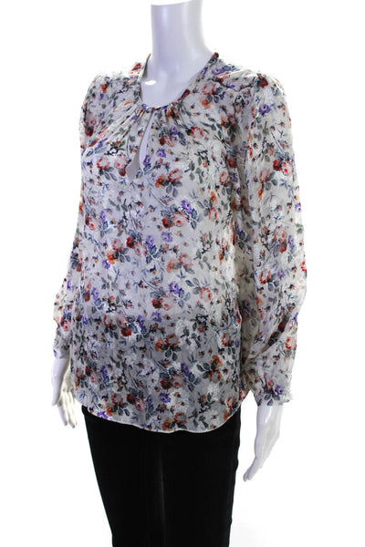 Rebecca Taylor Womens Silk Floral Print Blouse Multi Colored Size 2