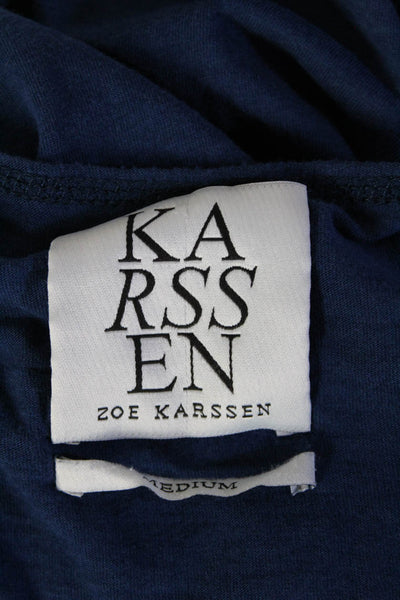 Karssen Zoe Karssen Womens Scoop Neck Graphic Print Tee Shirt Blue Size Medium