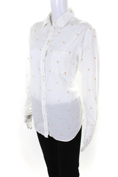 Equipment Femme Womens Collared Abstract Button Down Blouse Top White Size XS