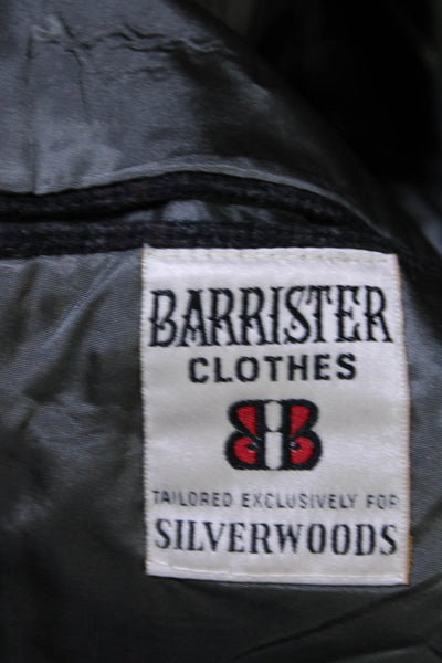 Barrister Clothes Mens Fleece Check Blazer Jacket Dark Gray Camel Hair Size 42