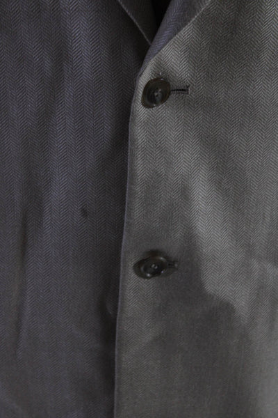 Haggar Black Label Mens Herringbone Two Button Blazer Jacket Beige Silk Size 44