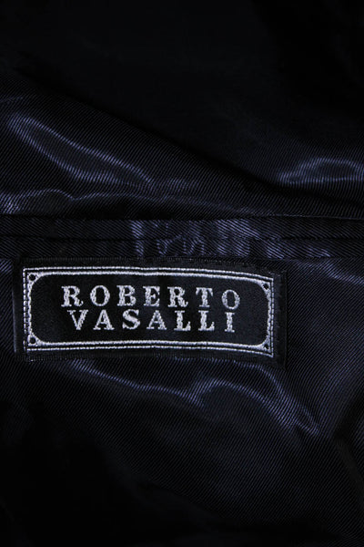 Roberto Vasalli Mens Check Fleece Two Button Blazer Jacket Navy Camel Hair Sz 40