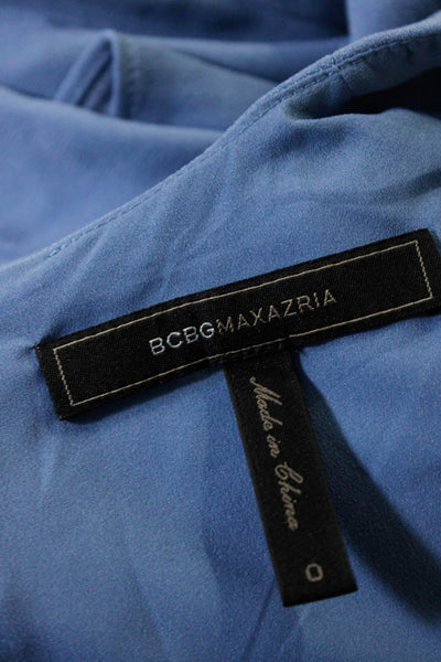 BCBG Max Azria Womens V Neck Tyrah Ruffled A Line Mini Dress Blue Size 0