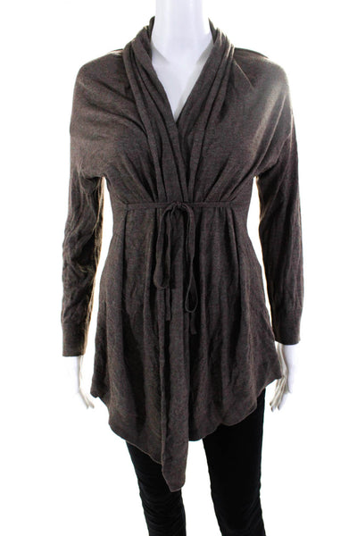 Vince Womens Brown Knit Cowl Neck Belted Long Sleeve Cardigan Sweater Top Size M