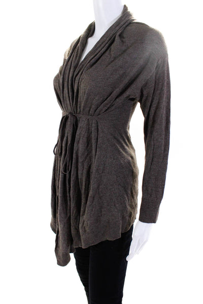 Vince Womens Brown Knit Cowl Neck Belted Long Sleeve Cardigan Sweater Top Size M