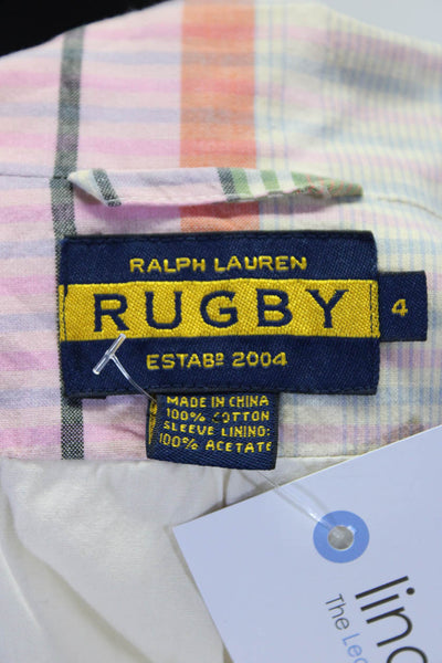 Ralph Lauren Rugby Women's Cotton Plaid Two Button Blazer Multicolor Size 4