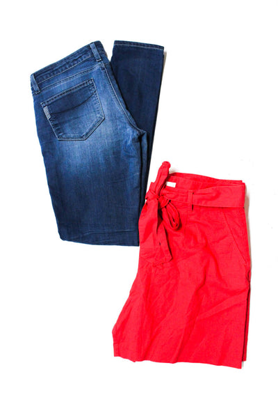 Boden Paige Womens Linen Cotton Bow Tie Shorts Skinny Jeans Red Size 10 30 Lot 2