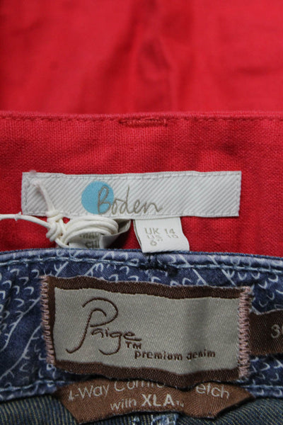 Boden Paige Womens Linen Cotton Bow Tie Shorts Skinny Jeans Red Size 10 30 Lot 2