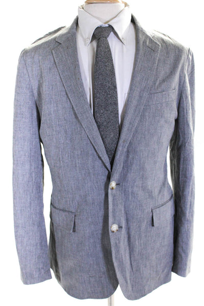 Somelos Mens Collared Two Button Solid Cotton Blazer Jacket Gray Size Small