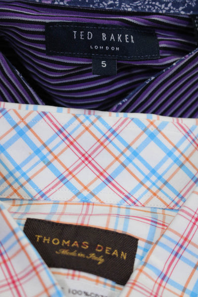 Ted Baker London Thomas Dean Mens Button Down Shirts Purple White Size 5/XL Lot