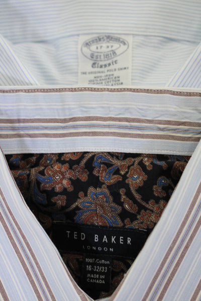 Ted Baker Brooks Brothers Mens Button Down Shirts Blue Size 16-32/33 17-36 Lot 2