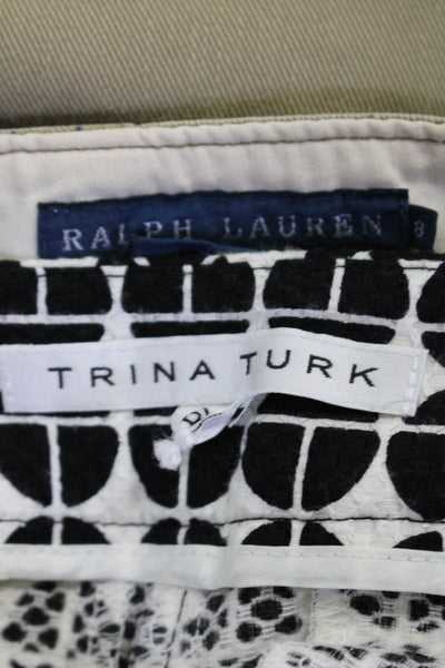 Trina Turk Ralph Lauren Womens Black White Printed Straight Pants Size 6 8 Lot 2