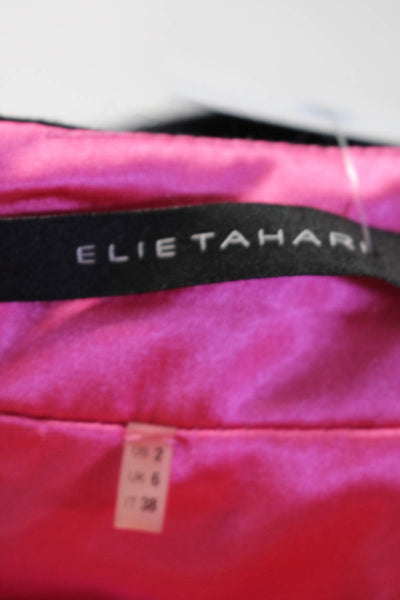 Elie Tahari Womens Wool Woven Mid Rise Knee Length Pencil Skirt Black Size 2