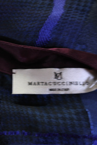 Marta Cucciniello Womens Silk Satin Sheer Back Button Up Blouse Red Size 2