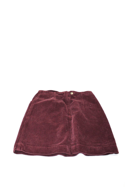 AG Adriano Goldschmied Womens Corduroy Mini Skirt With Pockets Maroon Size 24