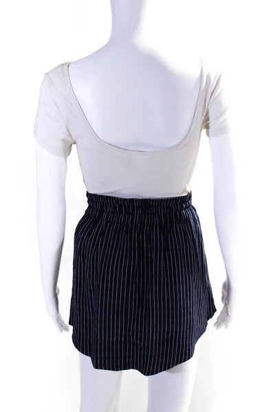 Joie Womens Striped Elastic Waist Low Rise Button Front Mini Skirt Navy Size XS