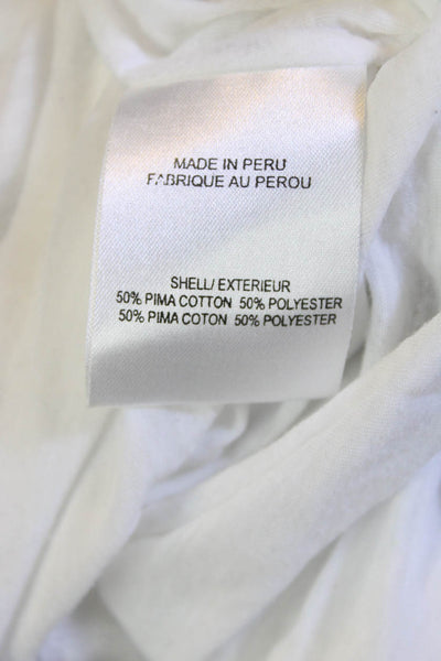 Helmut Lang Womens Sheer Round Neck Short Sleeve Pocket Tee Shirt White Petite