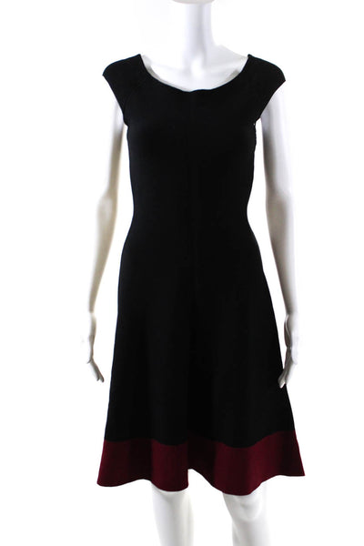 Eliza J Womens Sleeveless Scoop Neck Knit Swing Dress Black Red Size 8