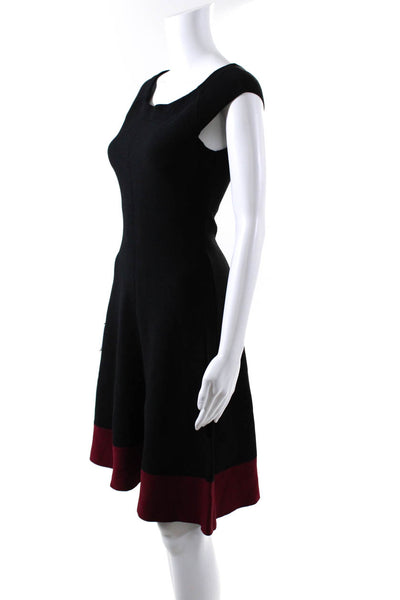 Eliza J Womens Sleeveless Scoop Neck Knit Swing Dress Black Red Size 8