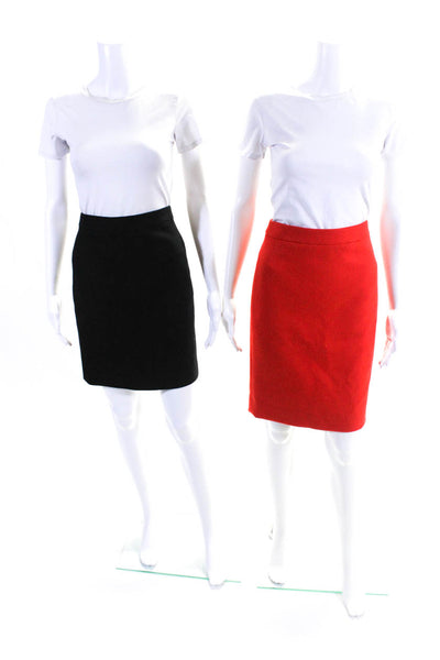 J Crew Womens Wool Split Hem Straight Pencil Skirts Red Black Size 00 00p Lot 2