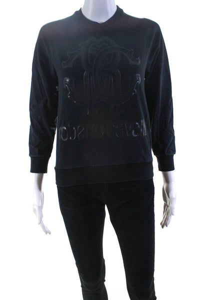 Roberto Cavalli Womens Black Graphic Print Pullover Sweater Top Size S