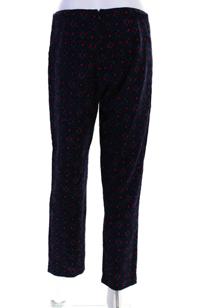 Anna Sui Womens Back Zip High Rise Straight Leg Knit Pants Blue Pink Size 6