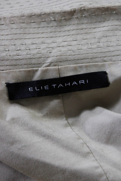 Elie Tahari Womens Jacket Khaki Beige Cotton Size 16