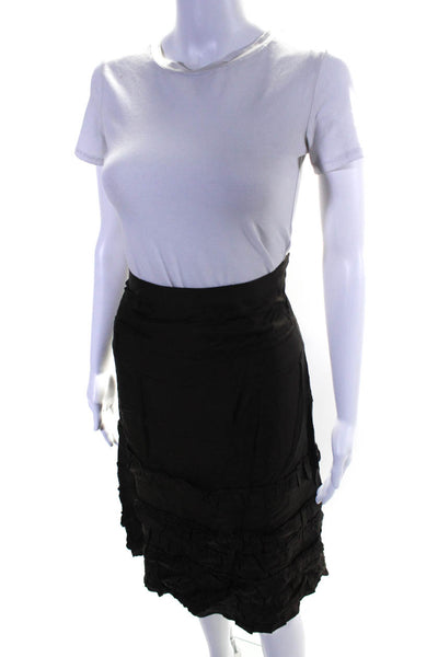 Rebecca Taylor Womens Brown Silk Ruffle Side Zip A-line Skirt Size 2