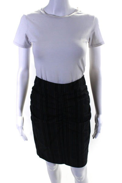 Nicole Miller Collection Womens Gray Poly Wool Striped Pencil Skirt Size 2