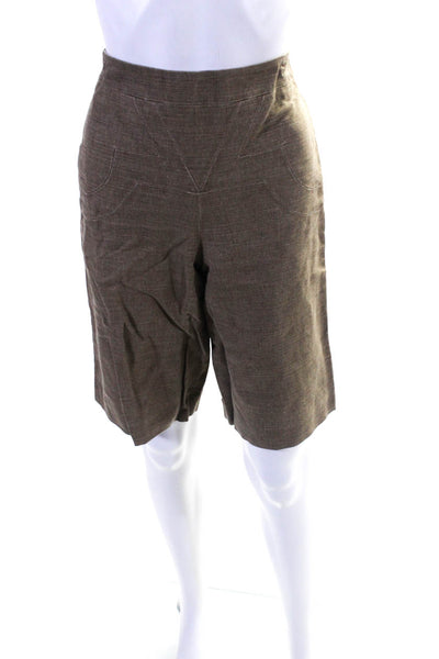Nicole Miller Collection Womens Brown Linen High Rise Walking Shorts Size 2