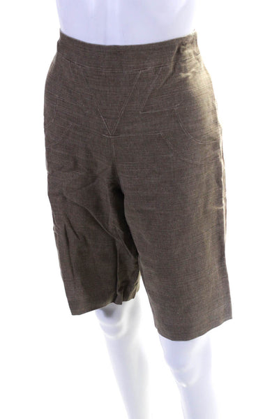 Nicole Miller Collection Womens Brown Linen High Rise Walking Shorts Size 2