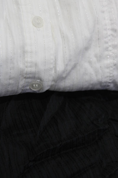 Club Monaco Seven White Cotton Striped Short Sleeve Collar Shirt Size S M Lot 2