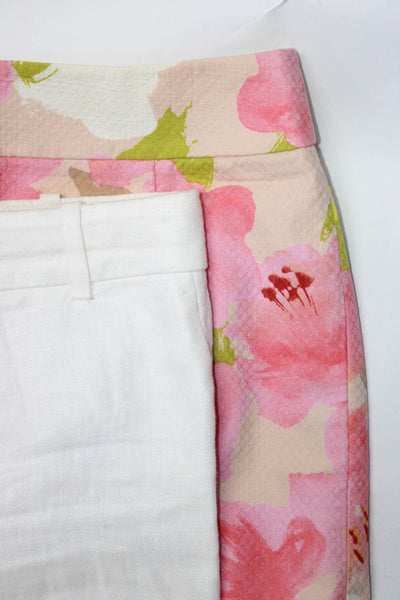 J Crew Womens Floral Cuffed Cotton Linen Skirt Pants Multicolor Size 2 Lot 2